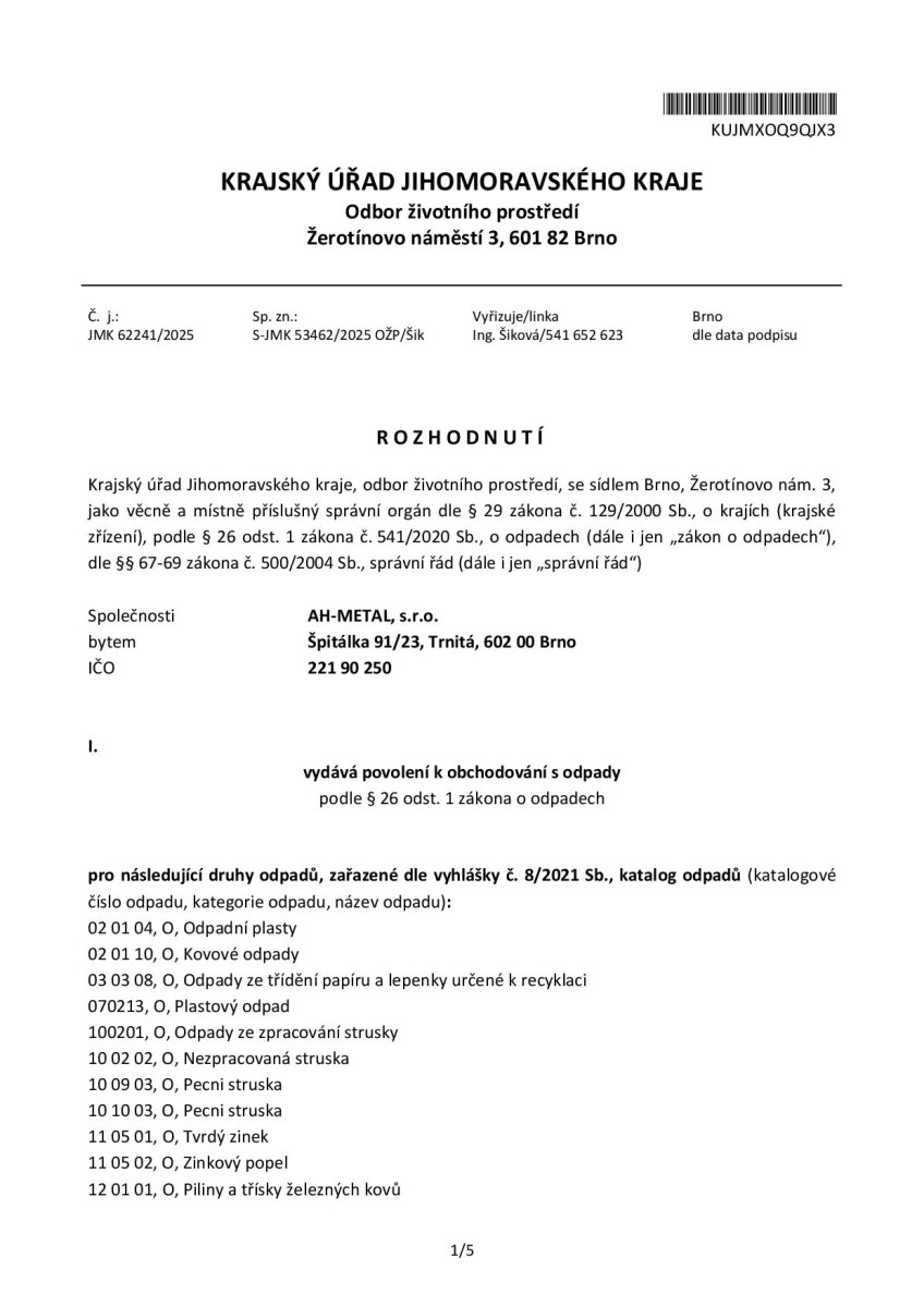 Povolení k obchodování s odpady