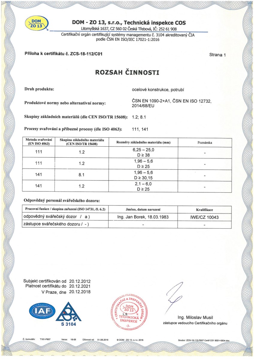 PLC certifikát