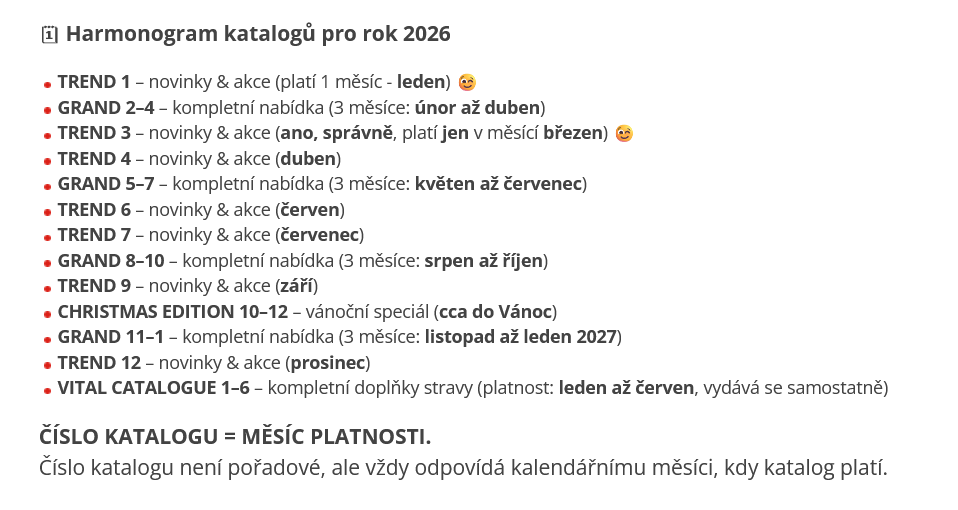 harmonogram katalogů dedra